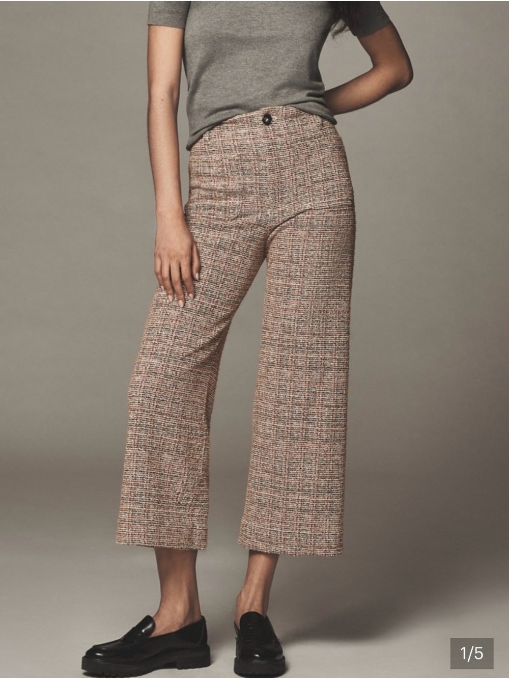 The Colette Tweed Crop Wide-Leg Pants by Maeve